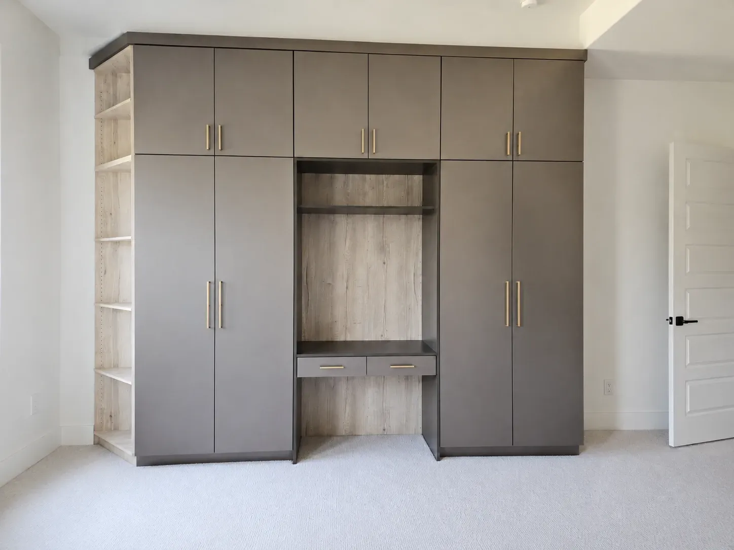 Taupe & Oak Wardrobe Wall