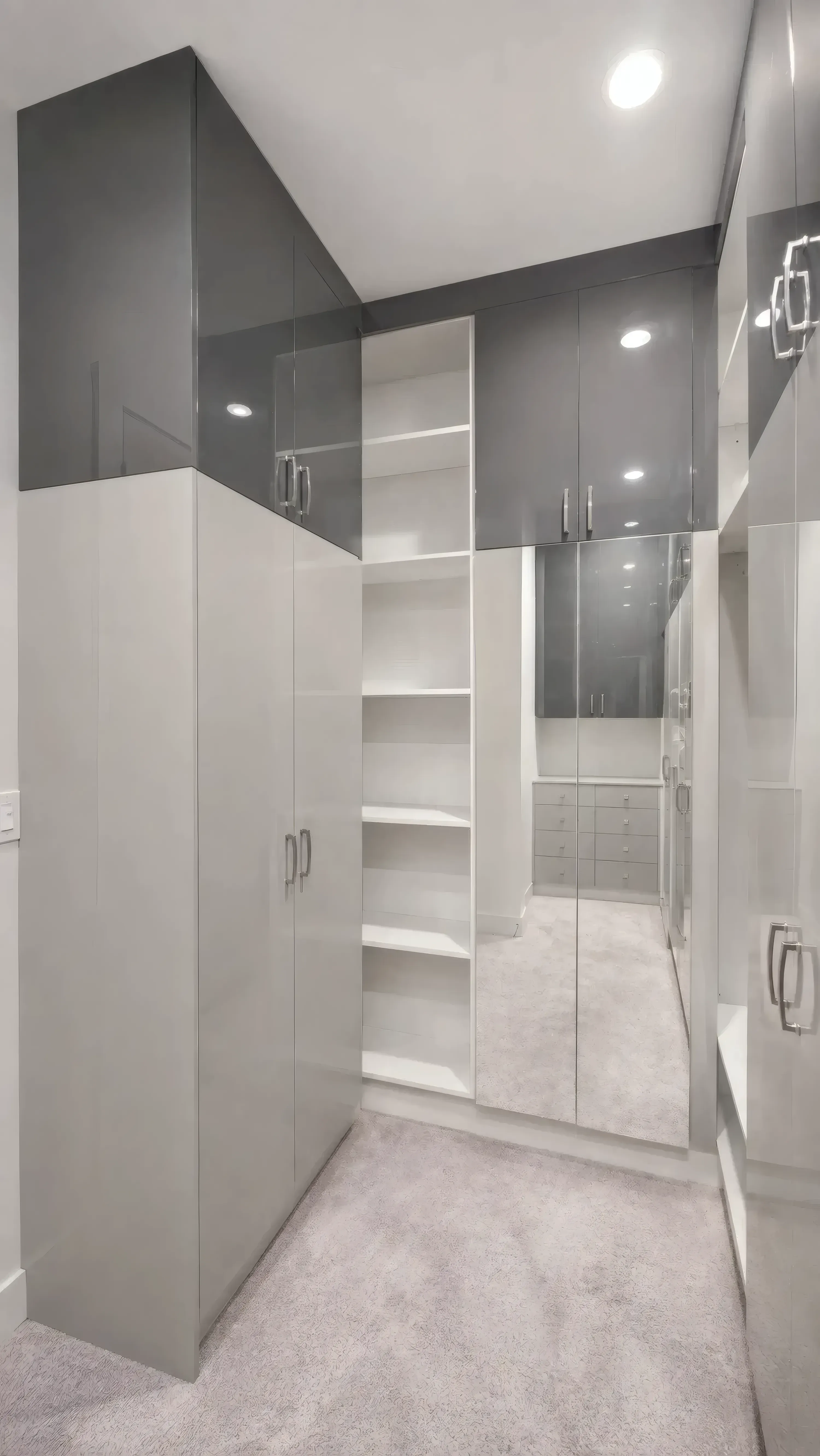 Mirrored Graphite Walk-In Closet