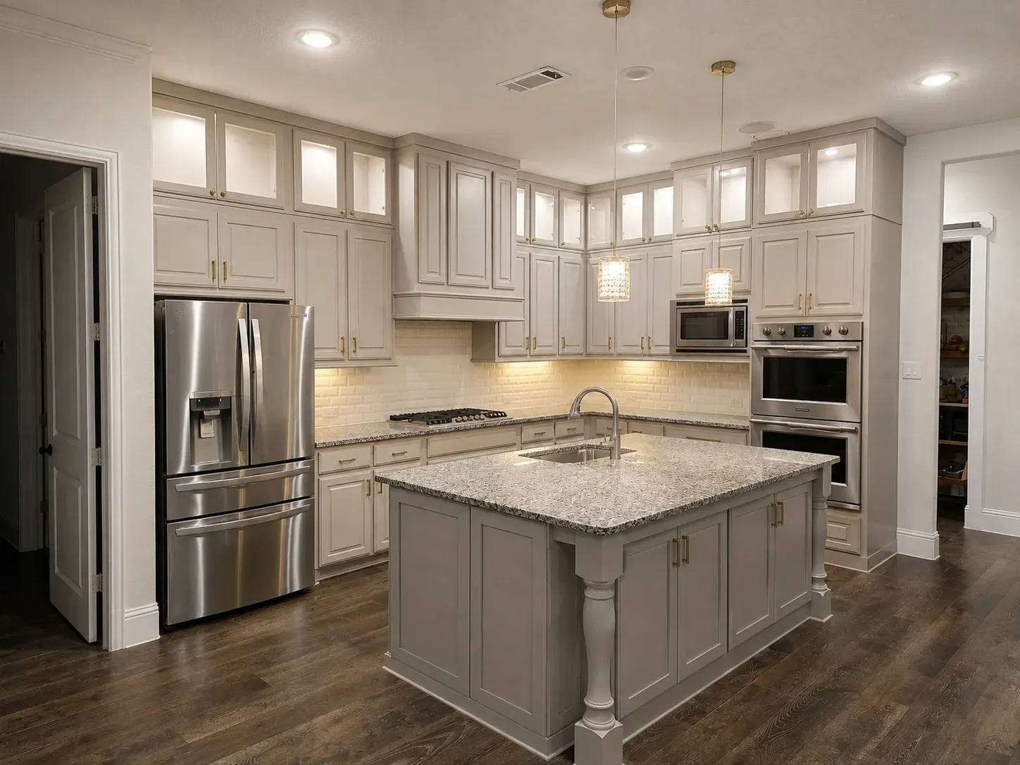 Greige Raised Panel Kitchen