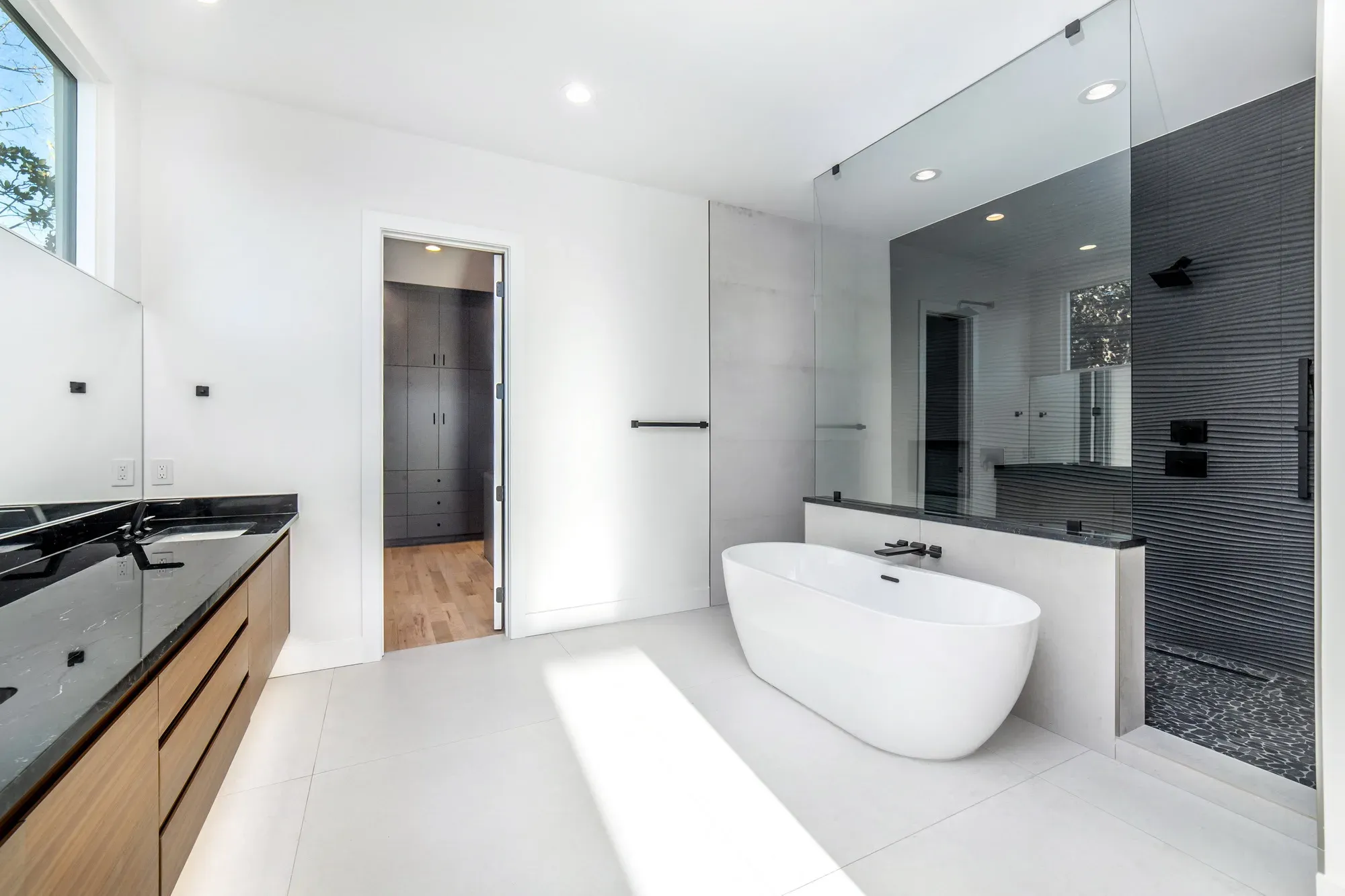 Walnut & Black Marble Bathroom, view 3